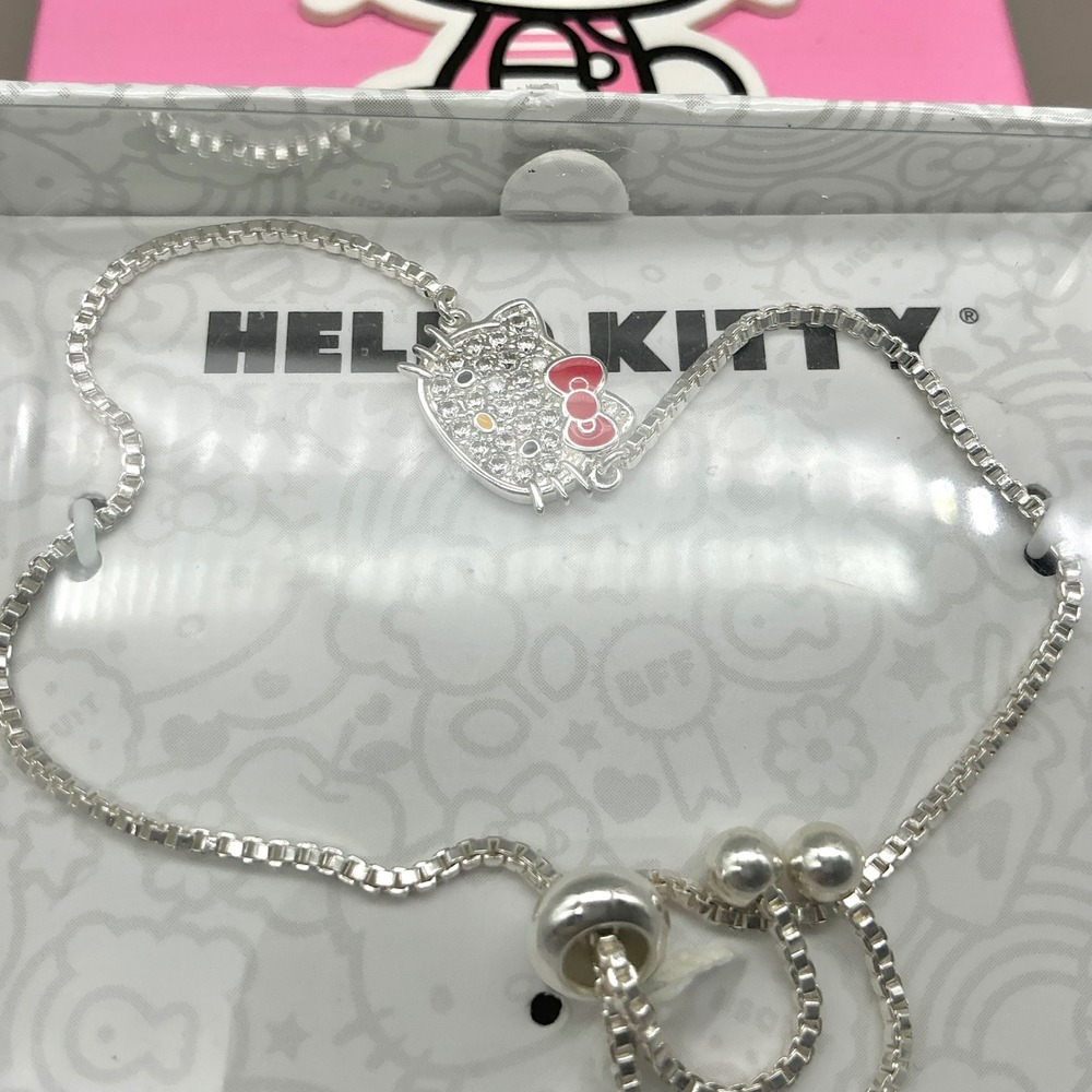 Hello Kitty Bracelet Women Silver Plated Crystal Bolo Adjustable Fashion Jewelry - Picture 5 of 7